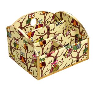 Lovely Wood Desk Storage Box Desktop Storage Chest,Owl Pattern