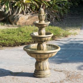 31.5x31.5x29.5" Classic 3-Tier Garden Water fountain, Outdoor Polyresin Freestanding Fountain