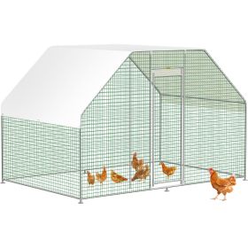 VEVOR Large Metal Chicken Coop with Run, Walkin Chicken Run for Yard with Waterproof Cover, Outdoor Poultry Cage Hen House