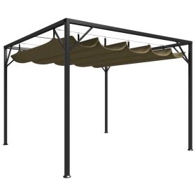 Garden Gazebo with Retractable Roof 9.8'x9.8' Taupe 0.6 oz/ft��