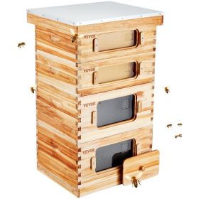 VEVOR Bee Hive 40 Frame Bee Hives Starter Kit, Beeswax Coated Cedar Wood, 2 Deep + 2 Medium Bee Boxes Langstroth Beehive Kit