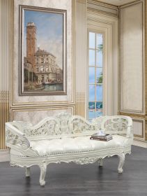 ACME Adara BENCH Pearl White PU & Antique White Finish BD01253