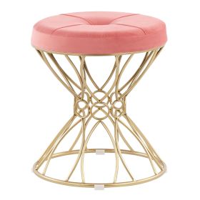 Jasmine Contemporary Vanity Stool in Gold Metal and Pink Velvet by LumiSource