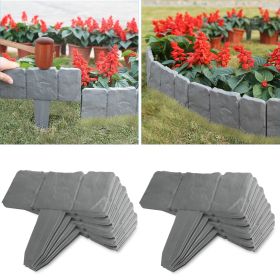 20 PCS Cobbled Stone Effect Plastic Garden Lawn Border Edging (Color: Grey)