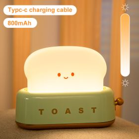 LED Creative Toast Night Light Bread Machine Lights Charging Dimming Toast Lamp Bedroom Children Timing Sleep Lamps Bedside Gift (Emitting Color: Upgrade green, Ships From: China)