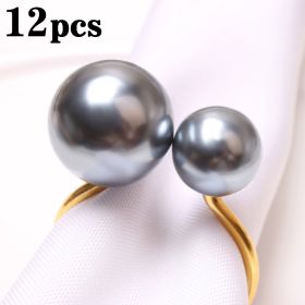 2023 Elegant Pearls Napkin Rings Metal Napkin Holders U-Shaped Napkin Buckle Wedding Gifts Party Christmas Festival Table Decor (Color: 12pcs grey, Ships From: CN)