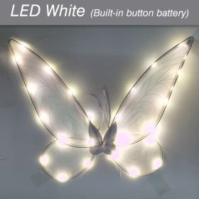 LED Fairy Wings Glowing Sparkle Butterfly Elf Princess Angel Wings Halloween Party Cosplay Costumes Performance Photography Prop (Color: LED White, Ships From: China)