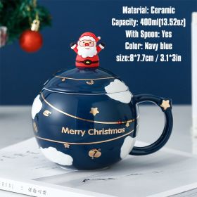 Christmas Ceramic Cup Creative Cute Santa Claus Astronaut Star Coffee Cup Large Capacity Milk Water Mug With Spoon Gift Box Xmas (Color: Santa claus-no box9, Ships From: CN)