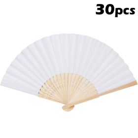 20/30/50pcs Hand-Painted Foldable Paper Fan White Folding Elegant Hand Fan Portable Party Wedding Supplies Gift Dance Fan Decor (Color: 30PCS, Ships From: China)