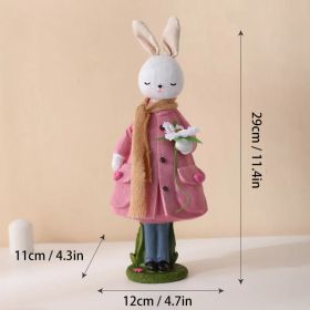 Cute Resin Rabbit Table Ornament Standing Rabbits Bunny Decorations Easter Party Home Garden Wedding Ornament Happy Easter Decor (Color: 29 CM-B, Ships From: CN)