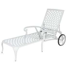 193*64.5*93cm Backrest Adjustable Courtyard Cast Aluminum Lying Bed White (Color: as picture)